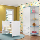 Quarto Para Bebê Guarda Roupa E Berço Doce Sonho Branco E Azu