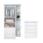 Quarto Para Bebê Guarda Roupa E Cômoda Doce Sonho Branco E Az