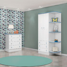 Quarto Para Bebê Guarda Roupa E Cômoda Doce Sonho Branco E Az