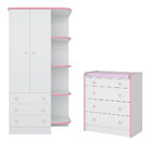 Quarto Para Bebê Guarda Roupa E Cômoda Doce Sonho Branco E Ro