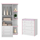 Quarto Para Bebê Guarda Roupa E Cômoda Doce Sonho Branco E Ro