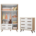 Quarto Para Bebê Guarda Roupa E Cômoda Retrô Branco 2909/2868