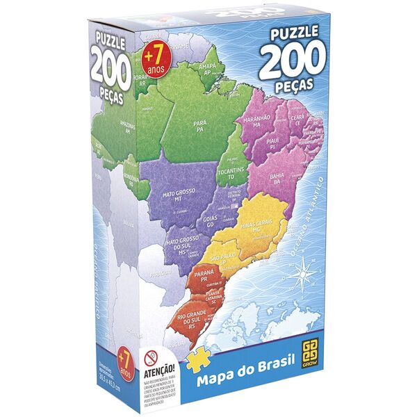 Quebra-cabeca Cartonado Mapa Do Brasil 200 Pecas