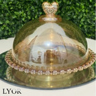Queijeira Cristal Coração Âmbar Lyor Presente Mesa Posta
