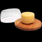 Queijeira De Madeira Redonda Porta Bolo Tampa Acrílico 22cm E