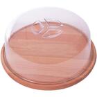 Queijeira De Madeira Redonda Porta Bolo Tampa Acrílico 22cm E