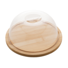 Queijeira Porta Queijo Bambu Com Cúpula Tampa Plástico 23,5cm