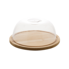 Queijeira Porta Queijo Bambu Com Cúpula Tampa Plástico 23,5cm