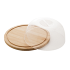 Queijeira Porta Queijo Bambu Com Cúpula Tampa Plástico 23,5cm