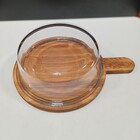 Queijeira Redonda Home&co Com Tampa De Vidro Madeira 8x21x28c