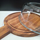 Queijeira Redonda Home&co Com Tampa De Vidro Madeira 8x21x28c