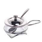 Queijeira Wolff De Vidro Tampa E Colher De Aço Black 16cm