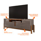 Rack 04 Portas Ayumi 190 Cm Cinza Pérola E Cedro - D'rossi