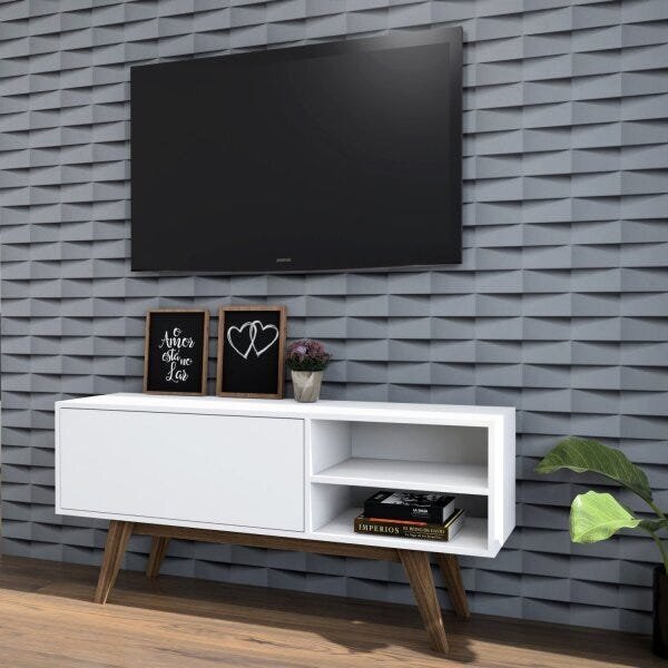 Rack 125cm 1 Porta Basculante E Pé Inclinado Ra08  Branco