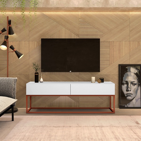 Rack 140cm Industrial Vintage Base Metalon Cobre 4 Opções De