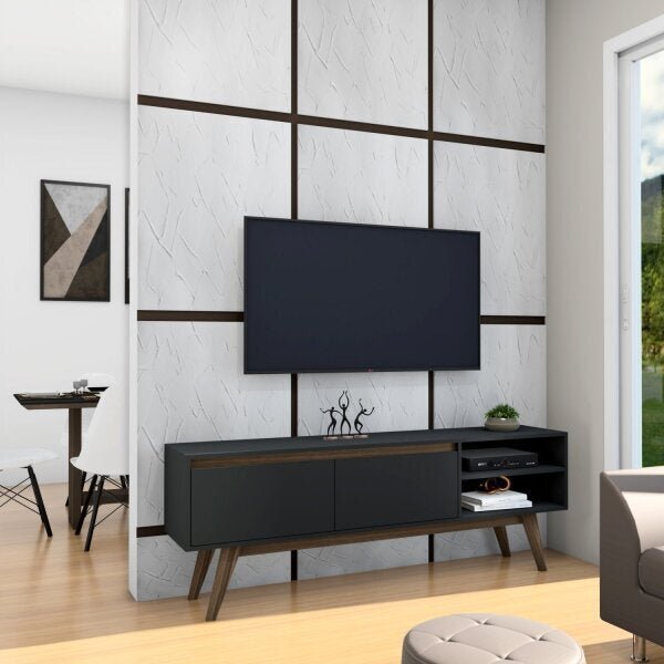 Rack 160cm 2 Portas Basculantes E Pé Inclinado De Madeira  Pr