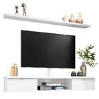 Rack 180cm Com Prateleira E Suporte Para Tv Até 60" Branco