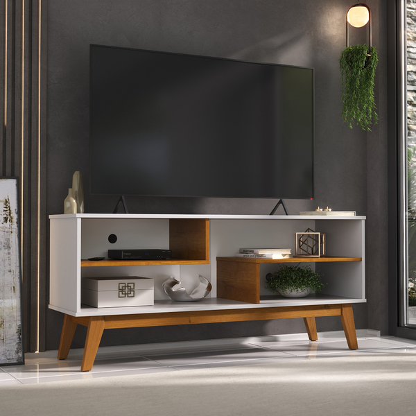 Rack 1.4 Nature Para Tv De Até 55 Polegadas Branco Com Cinamo