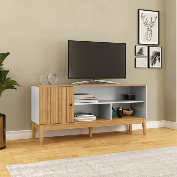 Rack 1 Porta Linha Riscado 36x63x136 Cm Mel / Off White