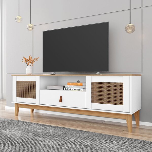 Rack 2 Portas 1 Gaveta 160cm Esmeralda Versátile Branco/cedro