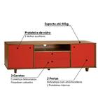 Rack 2 Portas 2 Gavetas E 1 Nicho Vintage - Nogal/ Vermelho