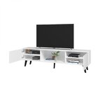 Rack 2 Portas Sala De Estar Brv Móveis Branco/pé Retro Preto