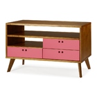 Rack 3 Gavetas Com Puxador Usinado Holly Rosa