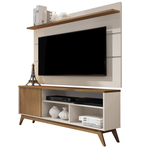 Rack + Painel 1,36 P/ Tv 50" Malbec Giga- Off White / Freijó