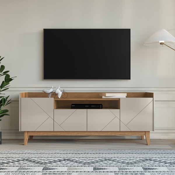 Rack Adria 1.80 Off White/cedro - Casa D Móveis