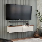 Rack Aparador Suspenso Off White/freijó – Ej Móveis