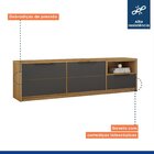 Rack Bancada 200cm 2 Portas 1 Gaveta Genova Cinamomo/grafite