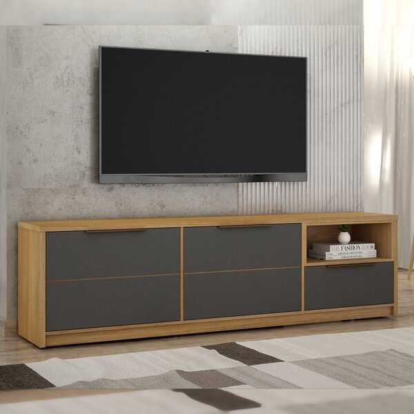 Rack Bancada 200cm 2 Portas 1 Gaveta Genova Cinamomo/grafite