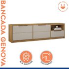Rack Bancada 200cm 2 Portas 1 Gaveta Genova Cinamomo/off White