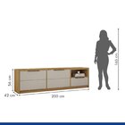 Rack Bancada 200cm 2 Portas 1 Gaveta Genova Cinamomo/off White