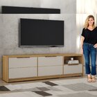 Rack Bancada 200cm 2 Portas 1 Gaveta Genova Cinamomo/off White