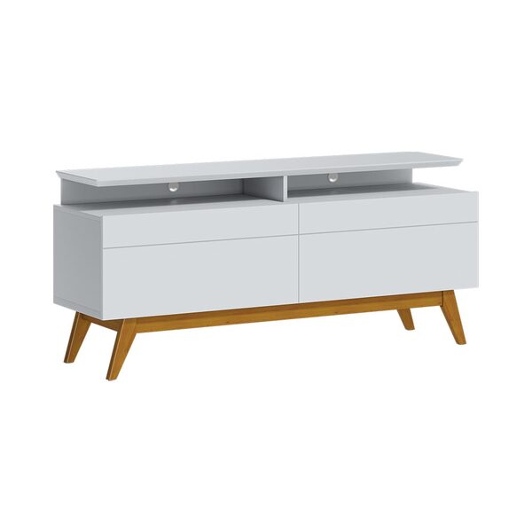 Rack Bancada 2 Gavetas Com Nicho 146cm Amy Branco Acetinado G