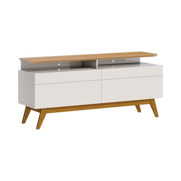 Rack Bancada 2 Gavetas Com Nicho 146cm Amy Off White/nature G