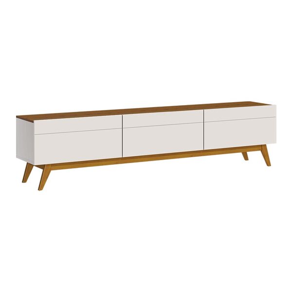 Rack Bancada 3 Gavetas 218cm Amy Off White/freijó G29 - Gran