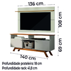 Rack Bancada Amsterdã Com Painel Para Tv Até 55 Polegadas 1,3