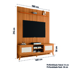 Rack Bancada Cairo Com Painel Para Tv Até 75 Polegadas 1,80m