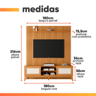 Rack Bancada Cairo Com Painel Para Tv Até 75 Polegadas 1,80m