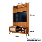 Rack Bancada Caribe Com Painel Ripado Para Tv Até 55 Polegada