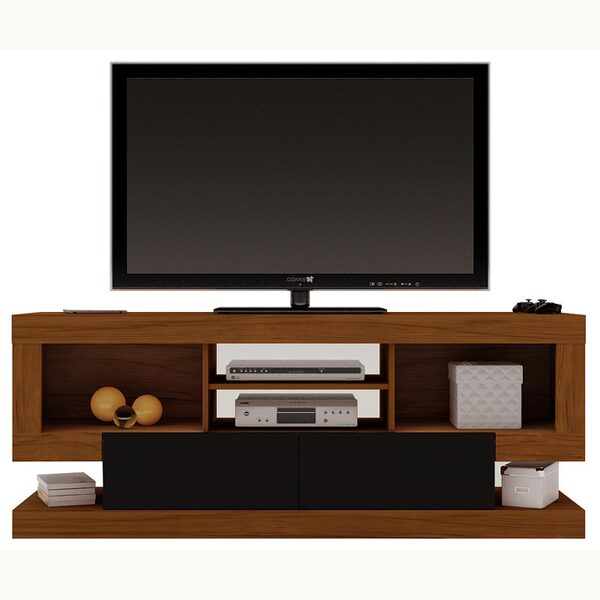 Rack Bancada Cayenne Com 02 Gavetas Imbuia Com Preto - Artely