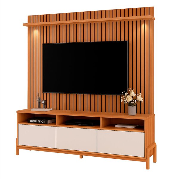 Rack Bancada Com Painel 1 Porta 2 Gavetas Para Tv De Até 75'