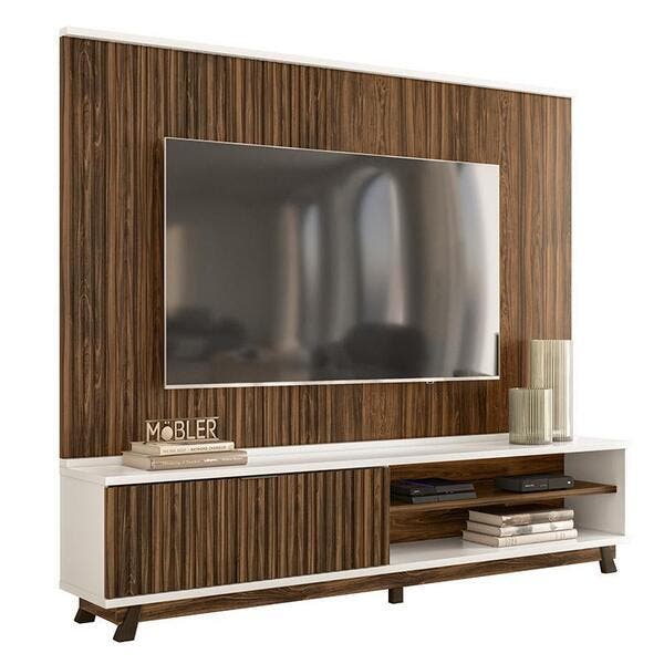 Tv Rack Arcade Rack Bancada Com Painel Arcade Ripado 2.1 Para Tv Até 75” - Pr Móveis ...