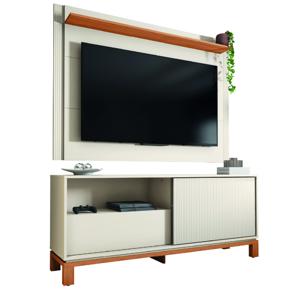 Rack Bancada Com Painel Para Tv Até 55 Polegadas 1,50m Ripado