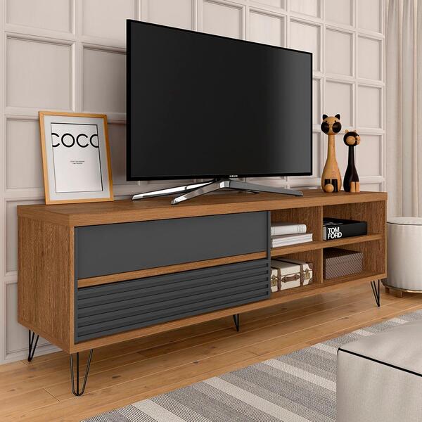 Rack Bancada Com Pé Aramado Treviso Freijó/grafite - Móveis A