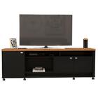 Rack Bancada Dallas P/ Tv C/ Rodízios Preto Fosco/amendoa