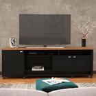 Rack Bancada Dallas P/ Tv C/ Rodízios Preto Fosco/amendoa