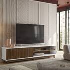 Rack Bancada Ester Tv 75 210cm 1 Porta Castanho Wood Branco T